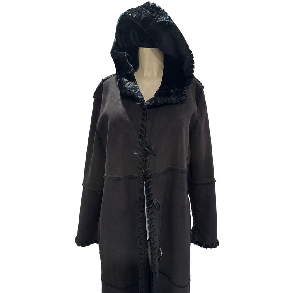 Jessica Women's Shearling Lined Black Gull Length Coat - Size: Medium